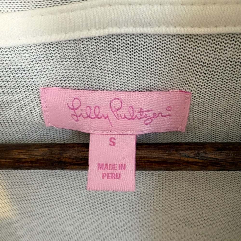 Lilly Pulitzer White Open Front Cardigan Womens S Pima Cotton Modal Lightweight - Picture 3 of 5
